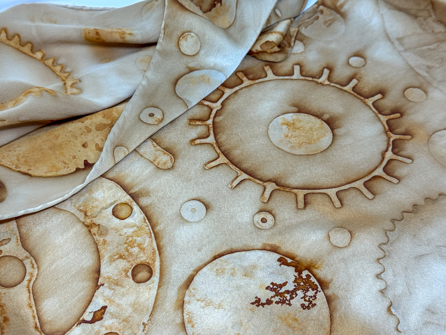 Silk Charmeuse Rust Printed Scarf