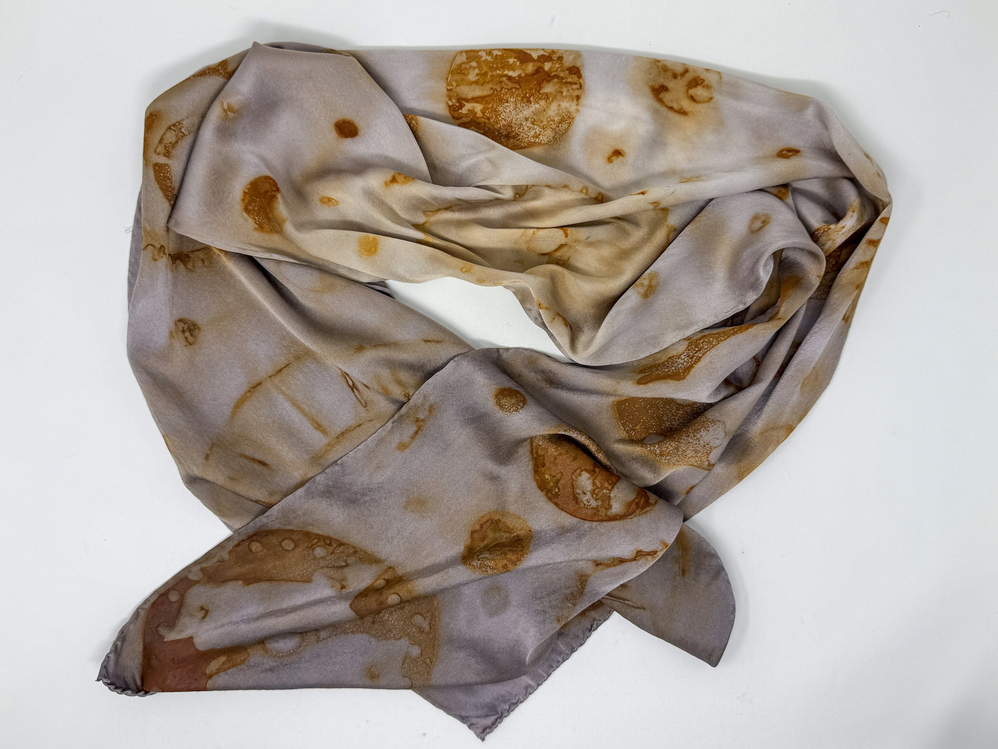 Silk Charmeuse Rust Printed Scarf