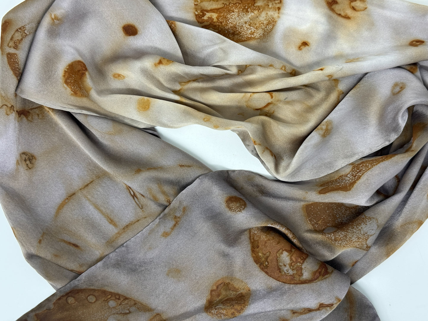 Silk Charmeuse Rust Printed Scarf