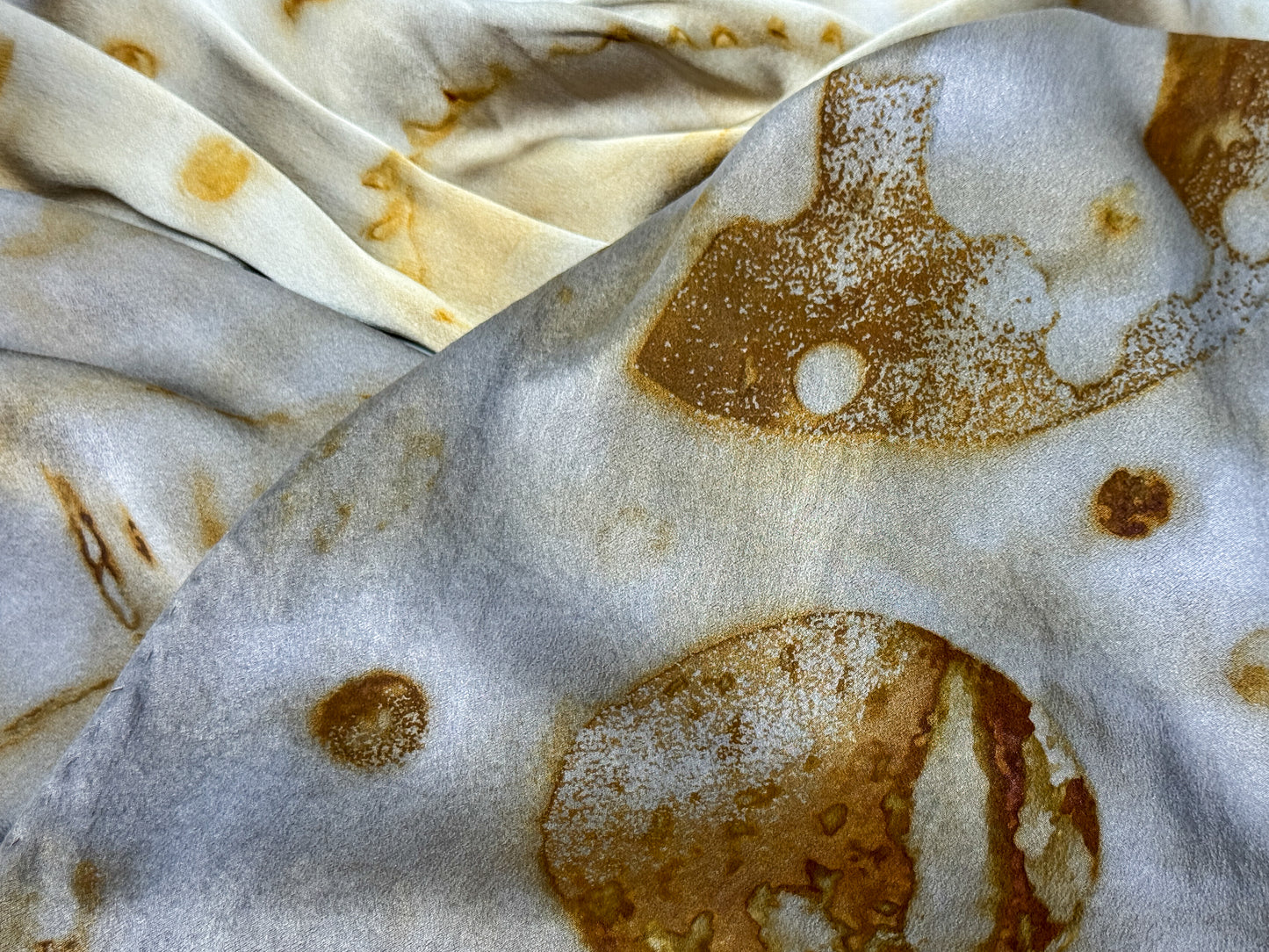 Silk Charmeuse Rust Printed Scarf