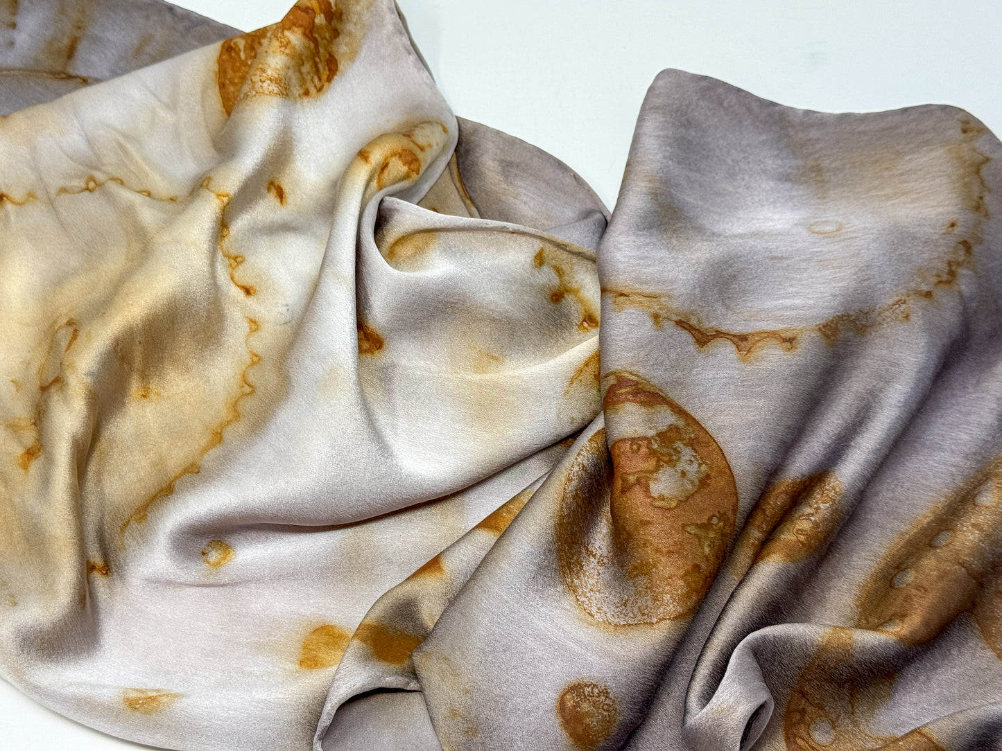 Silk Charmeuse Rust Printed Scarf