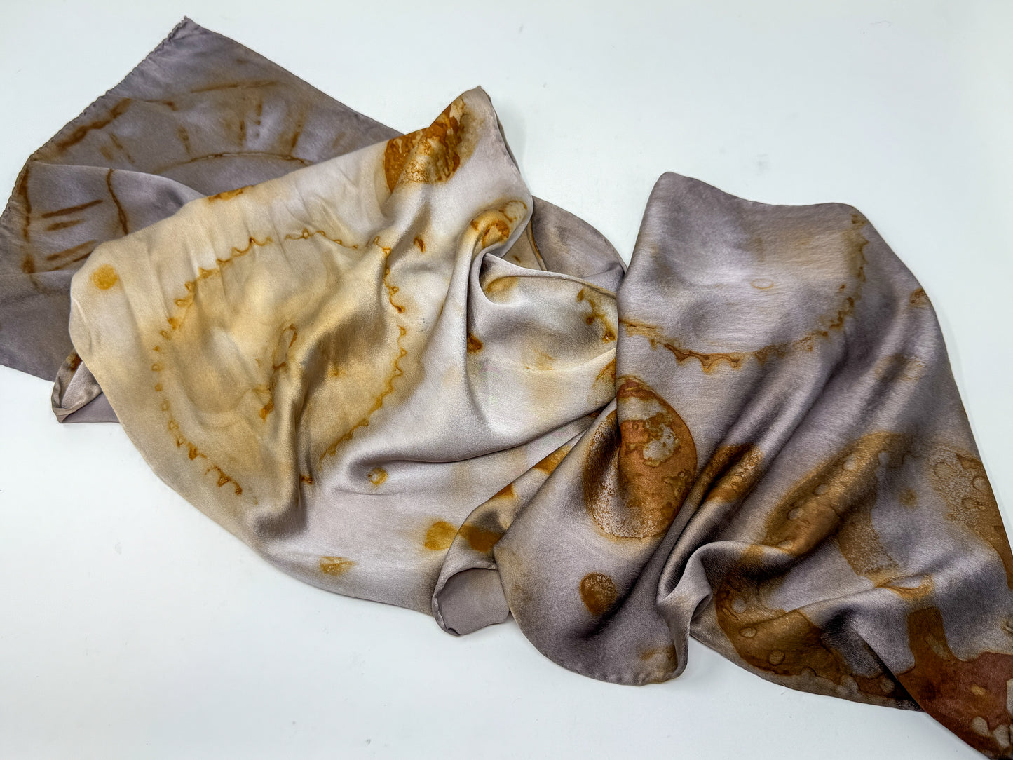 Silk Charmeuse Rust Printed Scarf