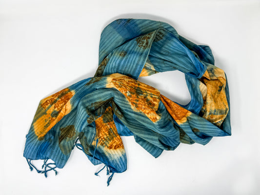 Organic Cotton Rust Printed Scarf 22" x 72"