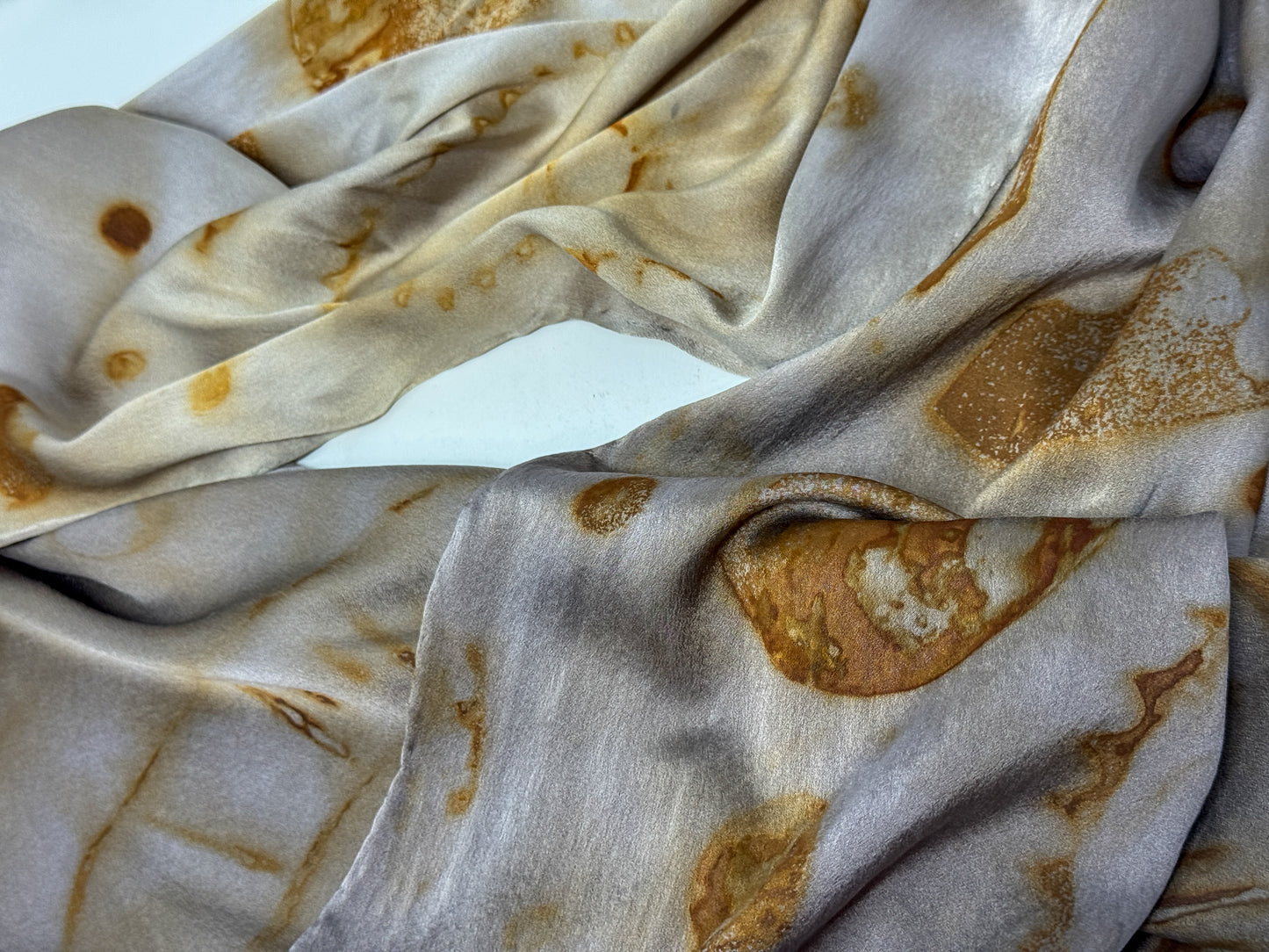 Silk Charmeuse Rust Printed Scarf