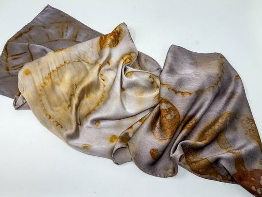Silk Charmeuse Rust Printed Scarf